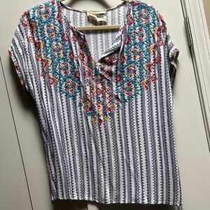Savannah Multicolor Embroidered Striped Blouse